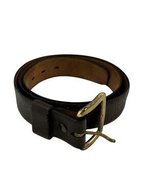 Vtg Womens Hickory Belt Makers Brown Leather Top Grain Belt 32 Inch Brass